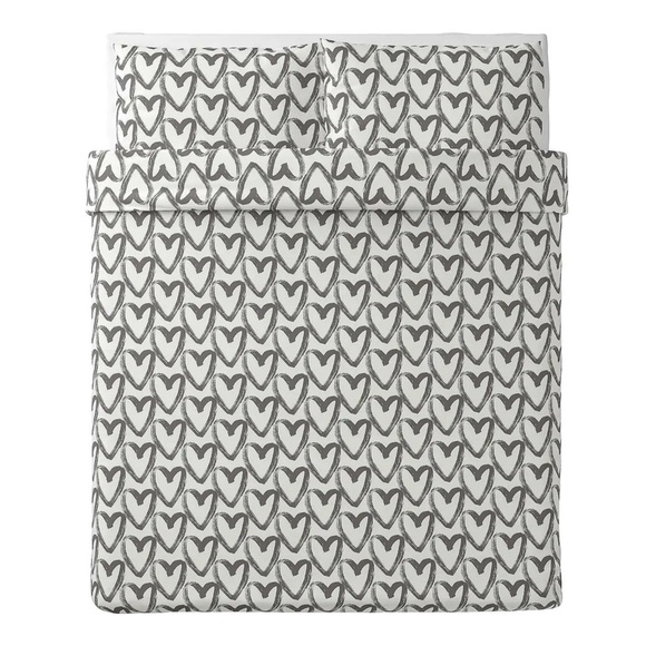 IKEA Other - IKEA Duvet Cover + 2 Pillowcases (King)  Heart Valentine LYKTFIBBLA